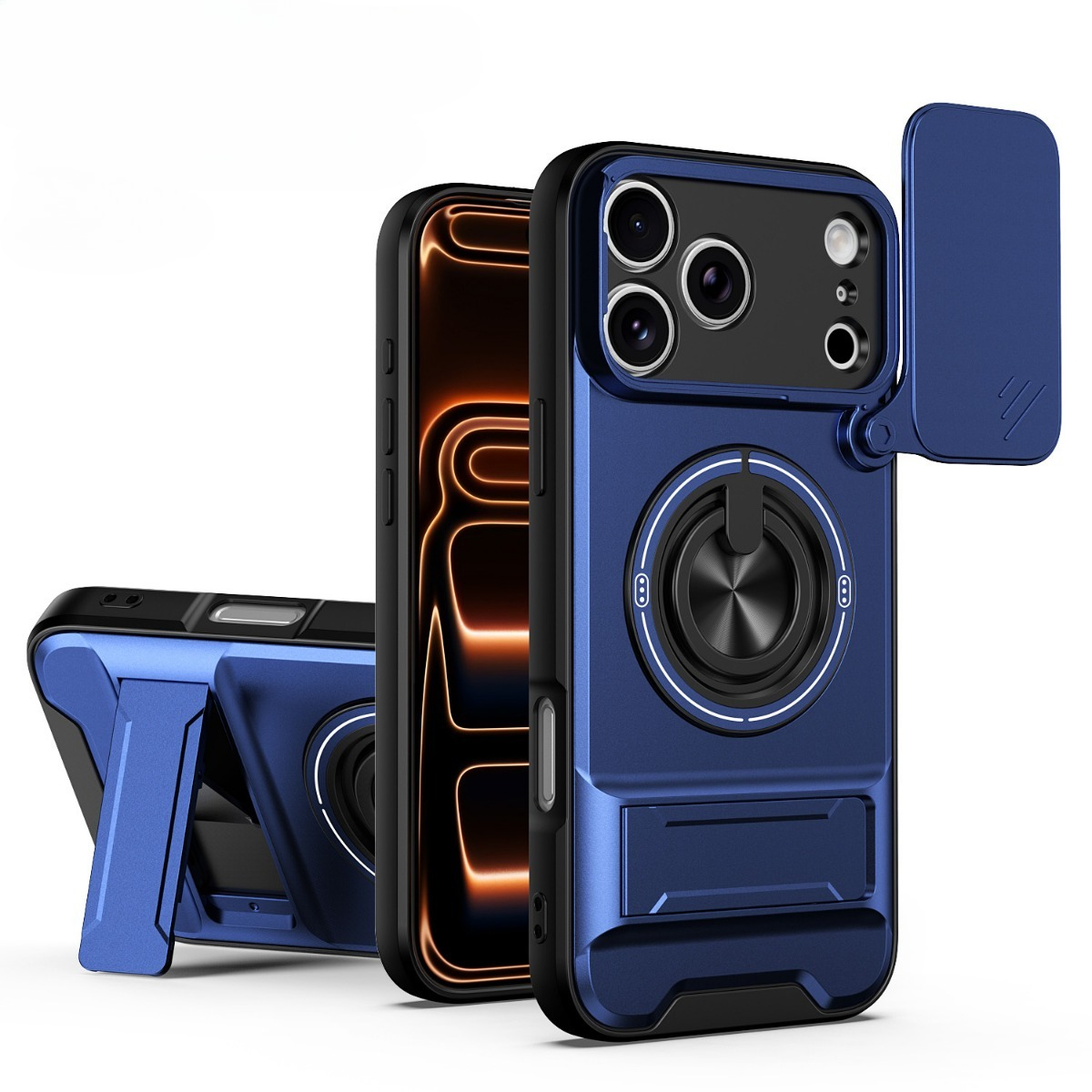 Phone Accessories Ring Holder - เคสโทรศัพท์หรูหราพร้อมที่จับแม่เหล็กหมุนได้ 360 องศา สำหรับ iPhone 17