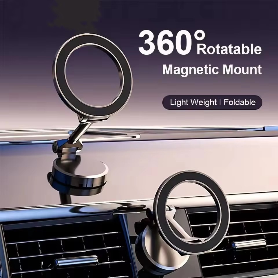 Car Mount Phone - ที่วางโทรศัพท์มือถือในรถยนต์แบบแม่เหล็กพับได้สำหรับ MagSafe 360 ° ขาตั้งแม่เหล็กปรับระดับได้สำหรับติดตั้งในรถยนต์สำหรับ iPhone