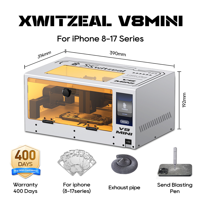 Phone Repair Kit - เอ็กซ์ไวท์ซีล ® เครื่องกำจัดกาวเลเซอร์ V8 MINI สำหรับซ่อมกระจกด้านหลัง