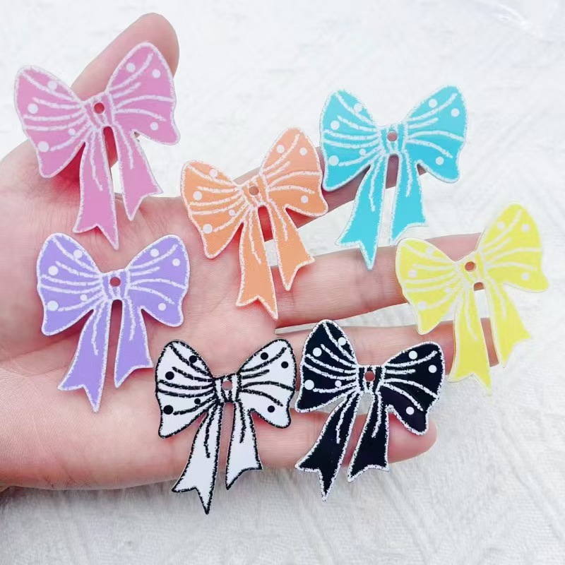 Phone Accessories Are - พวงกุญแจอะคริลิคพิมพ์ลายโบว์หลากสีสันทันสมัย 10 ชิ้น สำหรับตกแต่งกระเป๋า สายคล้องมือถือ พวงกุญแจ